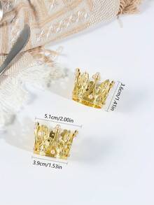 2个珍珠皇冠餐巾环，适用于婚礼、圣诞节、餐厅、家庭聚会、日常使用——为您的餐桌增添格调 - 彩色 - 查看 9