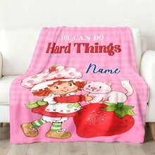 S-Strawberry Pink Shortcake Personalized Flannel Throw Blanket Custom Name Text - Ultra Soft Cozy Warm Plush Lightweight Flannel Blanket For Bed Couch Sofa Living Room Dorm Room Home Decor - Birthday Valentine's Day Christmas Anniversary Housewarming Gift For Women Her Girlfriend Sister Best Friend Fans Strawberry Lovers | Mother's Day Graduation Season | Motivational Gift Idea - Phong cách-12 - Xem 10