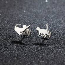 1 Đôi Khuyên Tai Hình Mèo Nhỏ Bằng Thép Không Gỉ, Kiểu Dính Khuyên Tai Hình Mèo Con Dễ Thương Tối Giản, Trang Sức Tai Hình Động Vật - GED483 - Xem 2