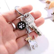 Jack Shepherd Dog Metal Keychain Personalized Pet Lover Gift With Heart Bone Charm Durable Puppy Key Ring For Business Travel Souvenir - 泰迪 - 查看 7