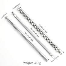 Bộ vòng tay bạc nhiều lớp dành cho nam, dây đeo đồng hồ kiểu mắt xích rắn, trang sức chống nước, bộ vòng tay bạc phong cách đường phố hiện đại, dây đeo đồng hồ tối giản kiểu mắt xích rắn, trang sức nam thời trang, bộ trang sức nam ý nghĩa, vòng tay thép không gỉ bền chắc có thể xếp chồng lên nhau, món quà ý nghĩa cho lễ tốt nghiệp/Ngày của Cha - Bạc - Xem 2