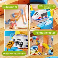 Kit Of 56/80/120 Magnetic Train Pieces Cube Track Educational Toy With 3D Blocks, Rechargeable - Nhiều màu - Xem 4
