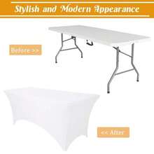 1/2/4/6PCS Spandex Tablecloth, Stretchable Fitted Rectangular Table Cover, Universal Stretch Patio Table Cloth For Wedding, Banquet, Party And Events - White - View 4