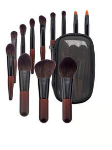 Bộ 12 cọ trang điểm mini cầm tay, cọ tán phấn mắt, phấn má hồng, cọ đánh phấn phủ, dụng cụ trang điểm đầy đủ, cọ cán gỗ, quà tặng Ngày của Mẹ. - Màu Tím - Xem 1