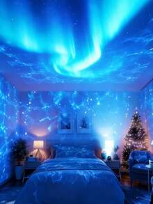 LED Aurora Star Projection Lamp - An RGB Night Light Powered By USB, With Remote Control Functionality! You Can Switch Between Various Color Effects At Will. Just A Simple Click, The Aurora Ocean Can Cover The Entire Room, Creating A Dreamy Starry Sky Atmosphere And Presenting An Astonishing Aurora Light Effect! It Is A Decorative Lighting Product For Bedrooms And Living Rooms, And Also A Decorative Lamp To Enhance The Atmosphere During Birthday And Various Holiday Parties. Treat Yourself To A Complete Aurora Starry Sky As A Gift! This Is A Perfect Gift That Is Highly Suitable For Giving! - 黑色 - 查看 5