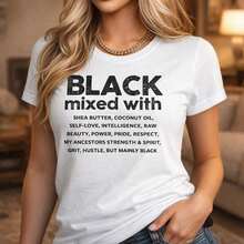 1PC,Plus Size Women's Black Mixed With Shea Butter Coconut Oil T-Shirt For Women Men Cotton Graphic Tee Self Love Intelligence Raw Beauty Power Pride Respect Ancestors Strength Spirit Grit Hustle Mainly Black Casual Crewneck Top Fast Shipping!Women's Casual And Stylish Short-Sleeved Printed T-Shirt.High-Quality Ladies Tee With Soft Touch, Relaxed Fit, Easy To Match All Kinds Of Outfits. - 白色 - 查看 7