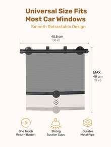 Set de 2 parasoles ajustables para ventana lateral de coche, cubierta opaca para ventana lateral con ventosa, bloquea los rayos UV y el calor, reduce el deslumbramiento, se ajusta a las ventanas del coche, esencial para vacaciones, viajes, todo el año - Negro - Ver 3