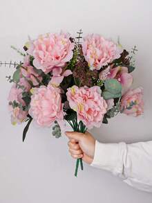 1 Stem Artificial 9-Flower Rose Bouquet, Artificial Plant, Artificial Flower, 40cm/15.7 Inch, PE Material, Spring/Summer Decor, Back To School, Artificial Flower, Artificial Plant, Indoor, Desktop, Garden Decor, Indoor Decor, Desktop Decor, Gift, Home Decor, Garden Decor, School Dorm Office Decor, Birthday Party Decor, Hotel, Restaurant, Bedroom, Wedding, Party, Kitchen Decor - Multicolor - View 1