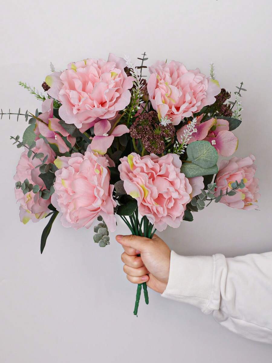 1 Stem Artificial 9-Flower Rose Bouquet, Artificial Plant, Artificial Flower, 40cm/15.7 Inch, PE Material, Spring/Summer Decor, Back To School, Artificial Flower, Artificial Plant, Indoor, Desktop, Garden Decor, Indoor Decor, Desktop Decor, Gift, Home Decor, Garden Decor, School Dorm Office Decor, Birthday Party Decor, Hotel, Restaurant, Bedroom, Wedding, Party, Kitchen Decor - Multicolor - View 1