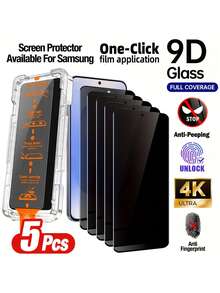 5pcs Full Screen Privacy Tempered Glass Film, Anti-Peeping, Waterproof, Anti-Fingerprint, Anti-Scratch, Anti-Drop, Anti-Shatter, Multi-Layer Privacy Protection, One-Click Installation, Beginner-Friendly, Smooth Touch, Bubble-Free, Compatible With Samsung Galaxy S26/S26 Ultra/S25/S24/S23FE/S20FE/Z Fold7/Z Fold6/A56/A55 And Other Models. - Black - View 24