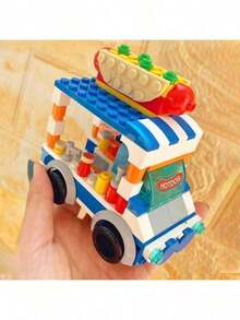 Bộ đồ chơi lắp ráp mô hình thành phố đường phố gồm xe tải giao hàng, xe đẩy bán đồ ăn, xe ba bánh, ô tô, xe bán lẻ, thích hợp cho bé gái từ 6 tuổi trở lên (không hộp), quà Giáng sinh, các mảnh ghép nhiều màu sắc. - Nhiều màu - Xem 4