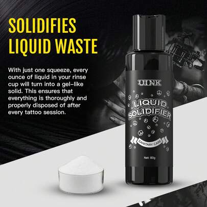 DQFART Tattoo Ink Solidifying Powder Is Used To Clean The Tattoo Ink Waste Left After Each Tattoo And Solidify It. And Harmless