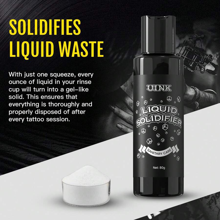 DQFART Tattoo Ink Solidifying Powder Is Used To Clean The Tattoo Ink Waste Left After Each Tattoo And Solidify It. And Harmless