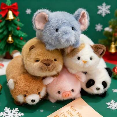 BLUESLEMON 16厘米/6.29英寸可爱迷你毛绒玩具 - 柔软填充熊猫、企鹅、树懒、狐狸、猫、兔子和鸭子 | 迷你可拥抱收藏品，适合办公室装饰、生日派对礼物、复活节礼物、床罩（多种颜色可选）