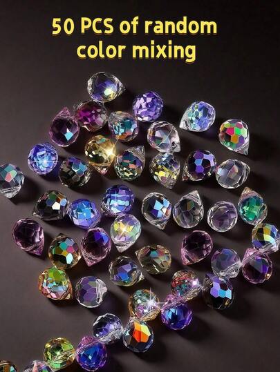 SMI Fine 50 颗 10x8 毫米玻璃草莓形珠子，闪闪发光的多面切割玻璃珠，适用于 DIY 珠宝、手镯、耳环和配饰。