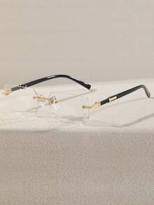 1副时尚无框黑色男女通用小框Y2K百搭个性化眼镜 - 黑色 - 查看 4