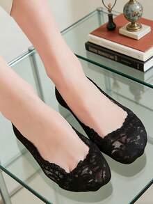 chuanwa（2） 1/5/10 Đôi tất nữ mùa hè mỏng ren kiểu thuyền, thoáng khí, chống trượt bằng silicon, mềm mại, thoải mái, thân thiện với da, thời trang, đa năng. - Nhiều màu - Xem 5