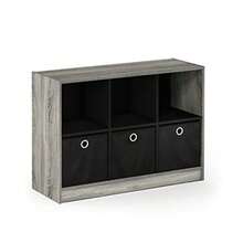 Furinno Básico 3x2 Bookcase Storage con contenedores Roble francés/Negro - Roble francs gris/negro. - Ver 5