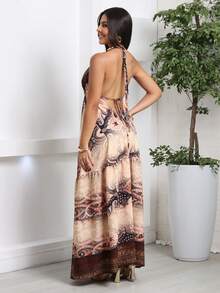 Long  Dress With New Print, Various Exclusive Colors And Sizes, Open Back, Thin Straps, V-Neck. - 阿波阿多.布朗 - 查看 2