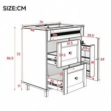 Freestanding Bathroom Vanity Unit 76x46x86.5cm, Double Silent Drawer Slides, Cabinet Doors With Soft-Close Function, Gold Handles And Rattan Decorations, Ceramic Washbasin, Black. - 黑色 - 查看 3