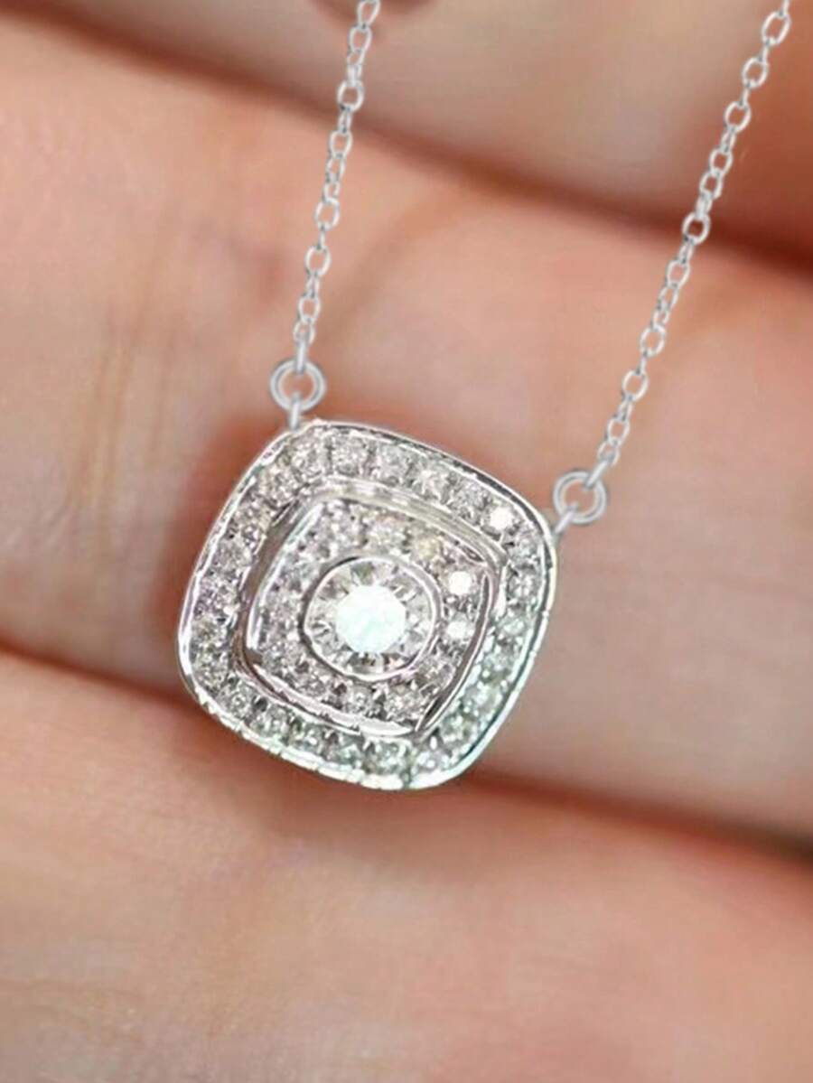 1 Pc Gorgeous Cubic Zirconia Necklace Pendant For Women For Valentine's Day Gift Engagement Anniversary Party Jewelry - 1# - View 1