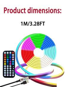 1pc Flexible RGB LED Neon Light Strip With Remote Control, Smart Lighting Modes, USB Powered, Length Options From 1m To 5m, Multi-Color Lighting For Christmas, Valentine's Day, Birthday Party Decoration, Suitable For Living Room, Bedroom And More - Multi-color light - View 16