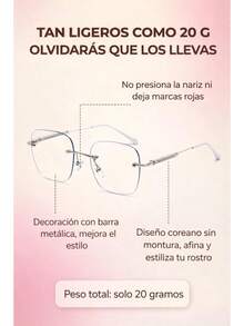 Lentes Sin Marco Fotocromáticos 2 Piezas, Protección UV y Luz Azul, Estilo Moderno - Plateado - Ver 1