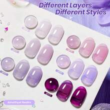 Beetles Gel Polish Whispers Of Love Jelly Gel Nail Polish Set - 6 Colors Milky White Nude Pink Neutral Sheer Translucent Soak Off UV Gel Nail Kit - 6 Colors Amethyst Realm - 查看 2
