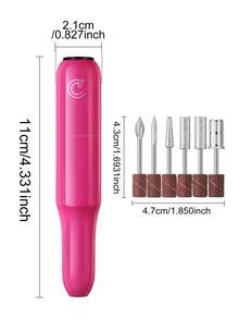 Kit de lime à ongles électrique portable, outils de manucure et pédicure, machine à polir les ongles convenant à une utilisation à domicile et en salon - Rose vif - Voir 6