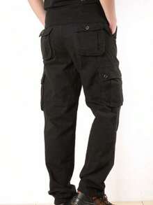 yuehaibao Men's Flap Pocket Side Khaki Pants, Autumn - Black - View 5