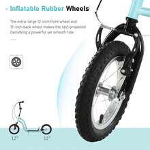 Youth Scooter Front And Rear Caliper Dual Brakes 12-Inch Inflatable Front Wheel Ride On Toy For Age 5+, Blue - Mint Green - View 4