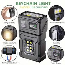 1 pieza Linterna LED COB portátil multifunción con doble fuente de luz, súper brillante para uso diario, recargable por USB tipo C, luz de camping y emergencia - Como se muestra en la imagen - Ver 13