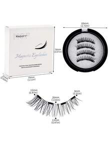 MAANGE 1对CC卷翘磁性假睫毛套装，睫毛长度可修剪 - 自然逼真，可重复使用，仿貂毛材质，带磁性夹子，8-12毫米，适合日常佩戴，防水，无需胶水，卡通风格混合尖尾，拉长眼型，精致日常，旅行必备。（初次使用请耐心尝试几次） - 自然纖長款 - 查看 3