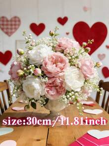 22pcs Artificial Peony Flowers With Stems, Baby's Breath Artificial Flowers, Suitable For Wedding Party Decor, Cake Decor, Home Living Room Dining Table Decor, Fake Plants, Autumn Decor, Room Decor, Desk Decor, Garden Decor, Home Decor, Back To School Supplies - Multicolor - View 4