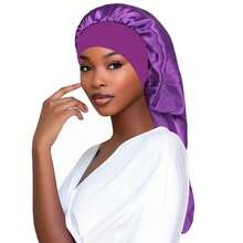 1pc Women's Satin Sleep Cap, Long Soft Silky Sleep Cap Specially For Braids - Multicolor - View 6