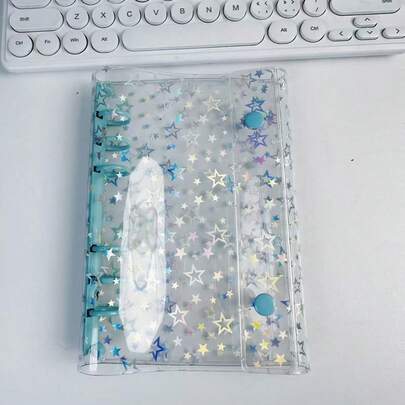 A6 6-Ring-Ordner mit Laser-Stern PVC-Abdeckung, wasserdichtes Reisetagebuch, Schüler-Fotoalbum