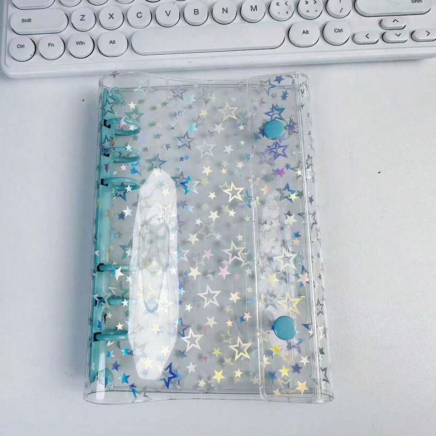 A6 六孔活页夹，激光星形PVC封面，防水旅行笔记本，学生相册 - 款式一 - 查看 1