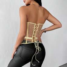 Retro Polka Dot Corset Top Featuring Structured Boning & Clean Silhouette, Versatile Pink & Black Shapewear For Effortless Styling From Seaside Escapes To Daily Wear - 白色 - 查看 8