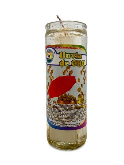 Veladora Premium de Gel y Parafina "Lluvia de Oro" para Abundancia, Éxito y Prosperidad en el Hogar