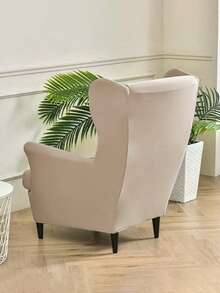 1件牛奶丝面料加厚弹力防水防尘老虎图案凳套，防刮耐磨，单人沙发套，美式高背老虎椅套 - 淡黃色 - 查看 3