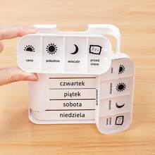 1pc, 7-Day Large Capacity Portable Pill Case With Morning/Noon/Night Compartments, Weekly Pill Organizer Box For Travel - White - View 20