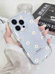 Flower Phone Case Apple Phone Case Daisy Pattern, Brighten Your Simple Thickened Anti-Drop Phone Case Compatible Waterproof Shockproof Scratch-Resistant - Clear - View 2