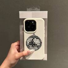 1pcPhone Case: Lychee Texture Cool Disco Ball Pattern Phone Case, Suitable For IPhone 17/16/15/14/13/12/11/XS/XR/X/7/8 Plus/Pro/Max/Mini - Creative, Fashionable, And Minimalist Design, Full-Coverage Drop-Proof Protective Case, Suitable For Meniphone 17 Plus Case Clear Phone Case Iphone 15 Case Iphone 16 Case Iphone 16 Plus Case - 1pc - 查看 3