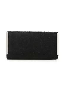 Shiny Evening Clutch Bag, Elegant Fashion Envelope Bag, Ladies Wedding Party Handbag - Black - View 6