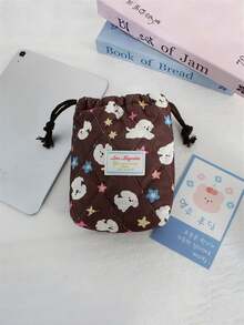 1pc Floral-Patterned Quilted Camera Bag, Protection Bag, Anti-Drop And Anti-Dust Soft Storage Bag, Multi-Functional Drawstring Pouch - Multicolor - View 5