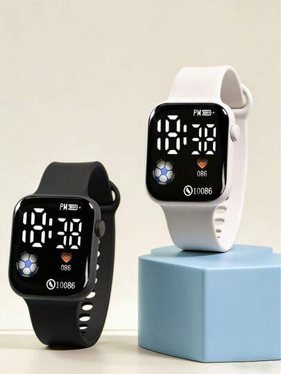 两件套。时尚简约的设计，适合青少年女孩佩戴。可爱甜美的LED数字显示方形电子手表，非常适合学生日常佩戴、返校、旅行和休闲场合，也是送给朋友和生日的绝佳礼物选择。