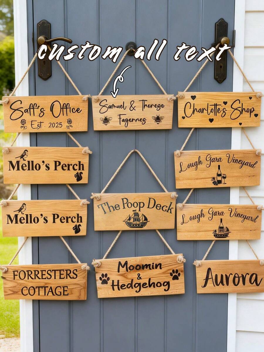 10cm X 25cm High Quality Customized Wooden Hanging Sign (Text And Graphic Options Available) - Multicolor - View 1
