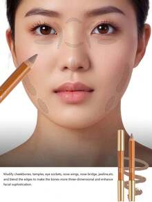 OUT OF OFFICE 5g/0.18oz Dual-Ended Face Sculpting Stick, Smooth Texture For Easy Blending, Highlights And Contours In One, Natural Shadowing And Luminous Effect, High Pliability, Long-Lasting And Smudge-Proof, Vitamin E Infused, Portable Design, Suitable For Beginners - 03 - View 6