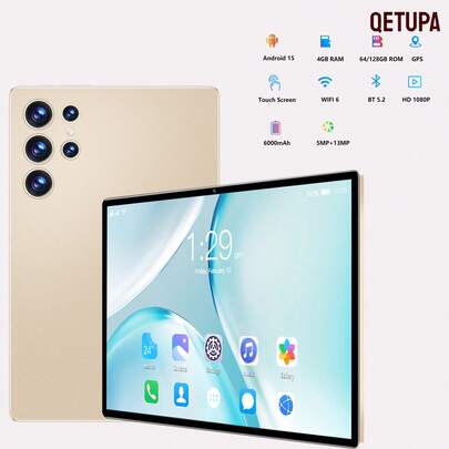 Qetupa Tableta Android de 10.1 pulgadas, Android 15 OS, 4GB RAM + 64GB/128GB ROM, Procesador Octa-Core MTK 8788, Pantalla IPS HD 1280x800, Bluetooth, WiFi, para adultos/personas mayores