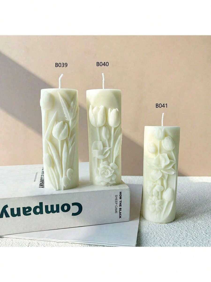 郁金香花筒DIY手工石膏香薰多功能硅胶模具 - 圓柱 - 查看 1